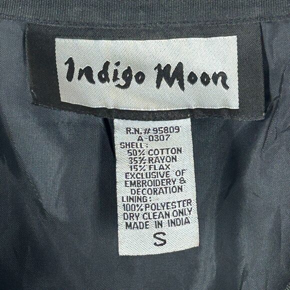 Indigo Moon Jacket S Lightweight Colorful Art to Wear Ceramic Toggle Buttons - Picture 7 of 8